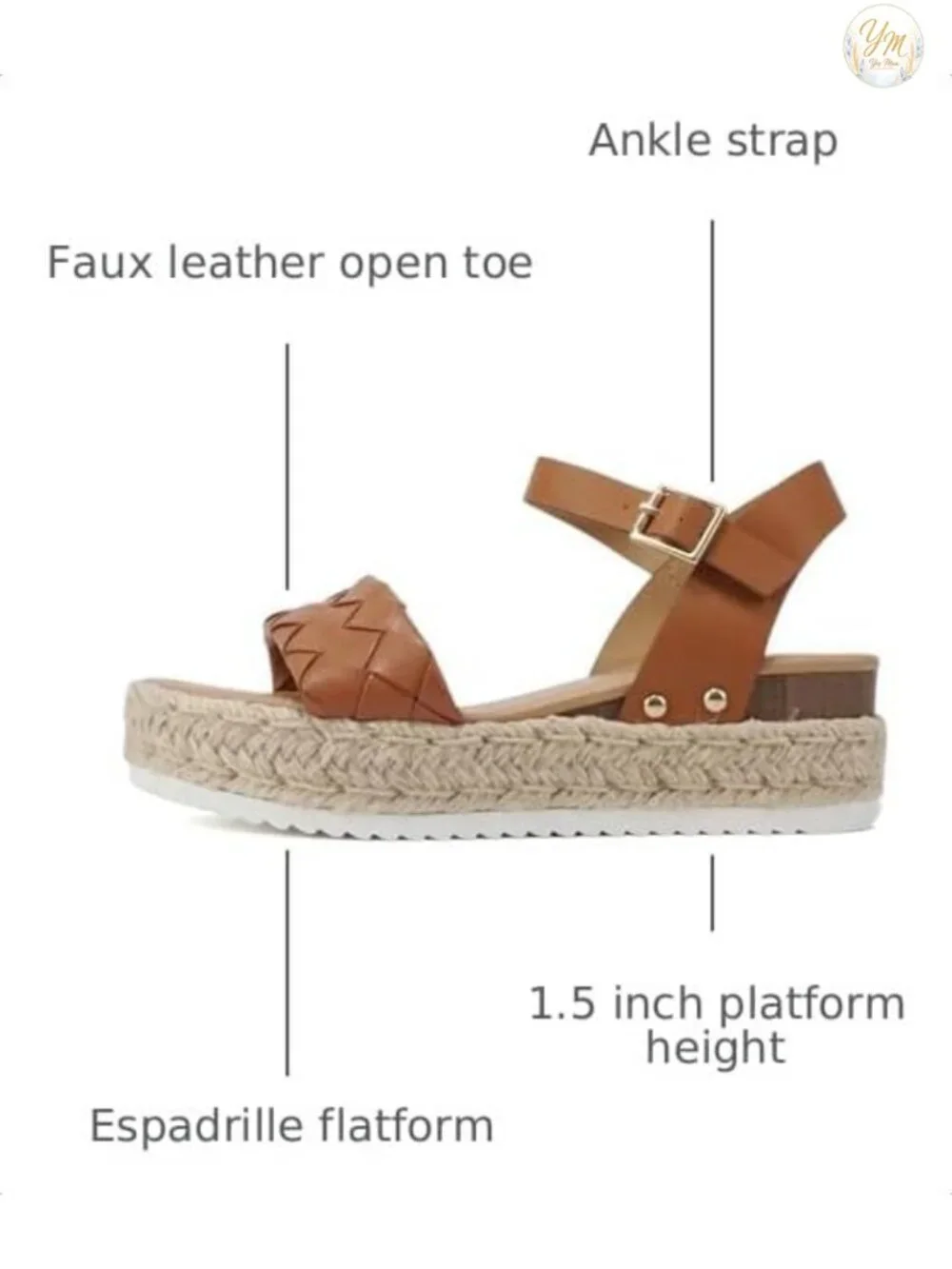 Women Open Toe Ankle Strap Platform Espadrille Wedge Sandal